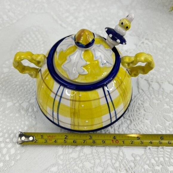 Blue Sky Sugar Bowl & Creamer Set With Spoon By Heather Goldminc Country Ceramic - Picture 13 of 16